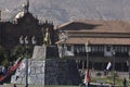 Peru Cusco Cathedral or Cathedral Basilica of the Virgin of the Assumption is the main temple of the city of Cusco,water fountain