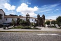 Peru Cusco architecture of the ancient Belmond monastery hotel from the year 1592 in the historic center,16th facade Royalty Free Stock Photo