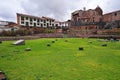 Cuzco city ancient Inca Temple of the Sun Coricancha landscape with garden at sunny summer day. Coricancha, Qoricancha or Royalty Free Stock Photo