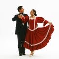 Peru dance couple dancing waltz with typical clothes on white background Royalty Free Stock Photo