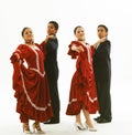 Peru dance couple dancing waltz with typical clothes on white background Royalty Free Stock Photo