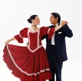 Peru dance couple dancing waltz with typical clothes on white background Royalty Free Stock Photo