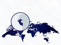 Peru detailed map highlighted on blue rounded World Map