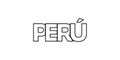 Peru emblem. The design features a geometric style, vector illustration with bold typography in a modern font. The graphic slogan