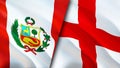 Peru and England flags. 3D Waving flag design. Peru England flag, picture, wallpaper. Peru vs England image,3D rendering. Peru