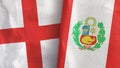 Peru and England two flags textile cloth 3D rendering