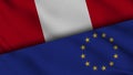 Peru and European Union Flags, Breaking News, Political Diplomacy Crisis Concept Royalty Free Stock Photo