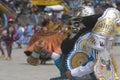 PERU, FEB 03, 2019: people with mask ,playing music and dancer in carnaval Festival of the Virgen de la Candelaria from Puno