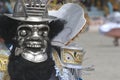 PERU, FEB 03, 2019: people with mask ,playing music and dancer in carnaval Festival of the Virgen de la Candelaria from Puno