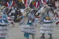 PERU, FEB 03, 2019: people with mask ,playing music and dancer in carnaval Festival of the Virgen de la Candelaria from Puno