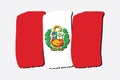 Peru Flag with colored hand drawn lines in Vector Format