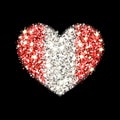Peru flag sparkling heart badge