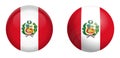 Peru flag under 3d dome button and on glossy sphere / ball