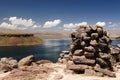 Peru, Funerary towers of Silustrani, Lake Titicaca Royalty Free Stock Photo