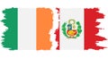 Peru and Ireland grunge flags connection vector