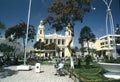 Peru July 8 2018 Main Park in Chiclayo town. This green area is a meeting point for inhabitants and tourist