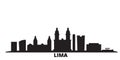 Peru, Lima city skyline isolated vector illustration. Peru, Lima travel black cityscape