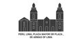 Peru, Lima, Plaza Mayor Or Plaza , De Armas Of Lima travel landmark vector illustration