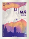 Peru Lima Skyline City Gradient Vector Poster