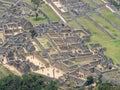 Aerial view of Machupicchu ruins where the ancient houses where located