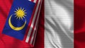 Peru and Malaysia Realistic Flag Ã¢â¬â Fabric Texture Illustration Royalty Free Stock Photo