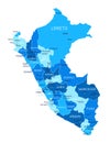 Peru map. Cities, regions. Vector Royalty Free Stock Photo
