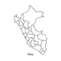 Peru map color line element. Border of the country. Royalty Free Stock Photo