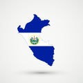 Peru map in El Salvador flag colors, editable vector