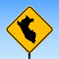 Peru map on road sign.