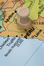 Peru marked on a map Royalty Free Stock Photo