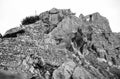 Peru, May, Machu Picchu, looking up to giant stones and rocks to people at summit