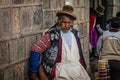 Peruvian people in traditional clothes near Cusco, Peru Royalty Free Stock Photo