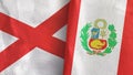 Peru and Northern Ireland two flags textile cloth 3D rendering