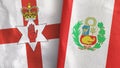 Peru and Northern Ireland two flags textile cloth 3D rendering