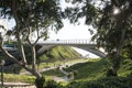 PERU Panoramic view of the Villena Rey Bridge of the Miraflores district with luxurious apartments and Pacific Ocean Royalty Free Stock Photo