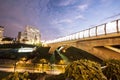 PERU Panoramic view of the Villena Rey Bridge of the Miraflores district with luxurious apartments and Pacific Ocean at night Royalty Free Stock Photo