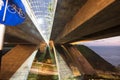 PERU Panoramic view of the Villena Rey Bridge of the Miraflores district with luxurious apartments and Pacific Ocean at night Royalty Free Stock Photo