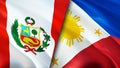 Peru and Philippines flags. 3D Waving flag design. Peru Philippines flag, picture, wallpaper. Peru vs Philippines image,3D Royalty Free Stock Photo