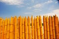 Peru bamboo fence without people with blue sky rural scene