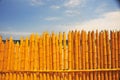 Peru bamboo fence without people with blue sky rural scene