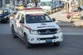 Peru Police Rescue Toyota Pickup on a city street. Puno, Peru, October 8, 2023.