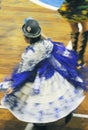 Peru woman dancing with her typical colorful clothes during a musical show at La Vigen de la Candelaria carnival