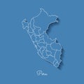 Peru region map: blue with white outline and.