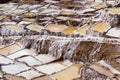 Peru, Salinas de Maras, Pre Inca traditional salt mine (salinas). Royalty Free Stock Photo