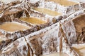 Peru, Salinas de Maras, Pre Inca traditional salt mine (salinas). Royalty Free Stock Photo