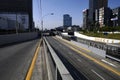 PERU San Isidro highway with its skyscrapers remains completely empty without people and cars during the quarantine decreed to Royalty Free Stock Photo