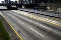 PERU San Isidro highway with its skyscrapers remains completely empty without people and cars during the quarantine decreed to Royalty Free Stock Photo