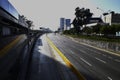 PERU San Isidro highway with its skyscrapers remains completely empty without people and cars during the quarantine decreed to Royalty Free Stock Photo
