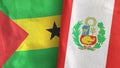 Peru and Sao Tome and Principe two flags textile cloth 3D rendering