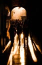 PERU, Silhouettes of random unrecognizable people walking in a tunnel Royalty Free Stock Photo